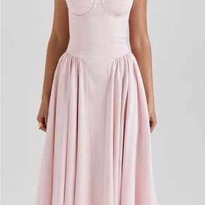 House of CB Pink Fit and Flare Midi Dress for Weddings